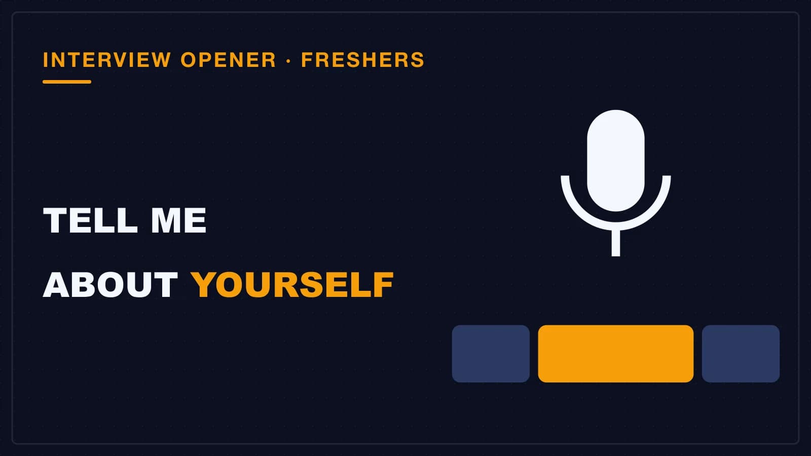 A microphone over a three-part bar with the long middle part lit, a present, past and future self-introduction