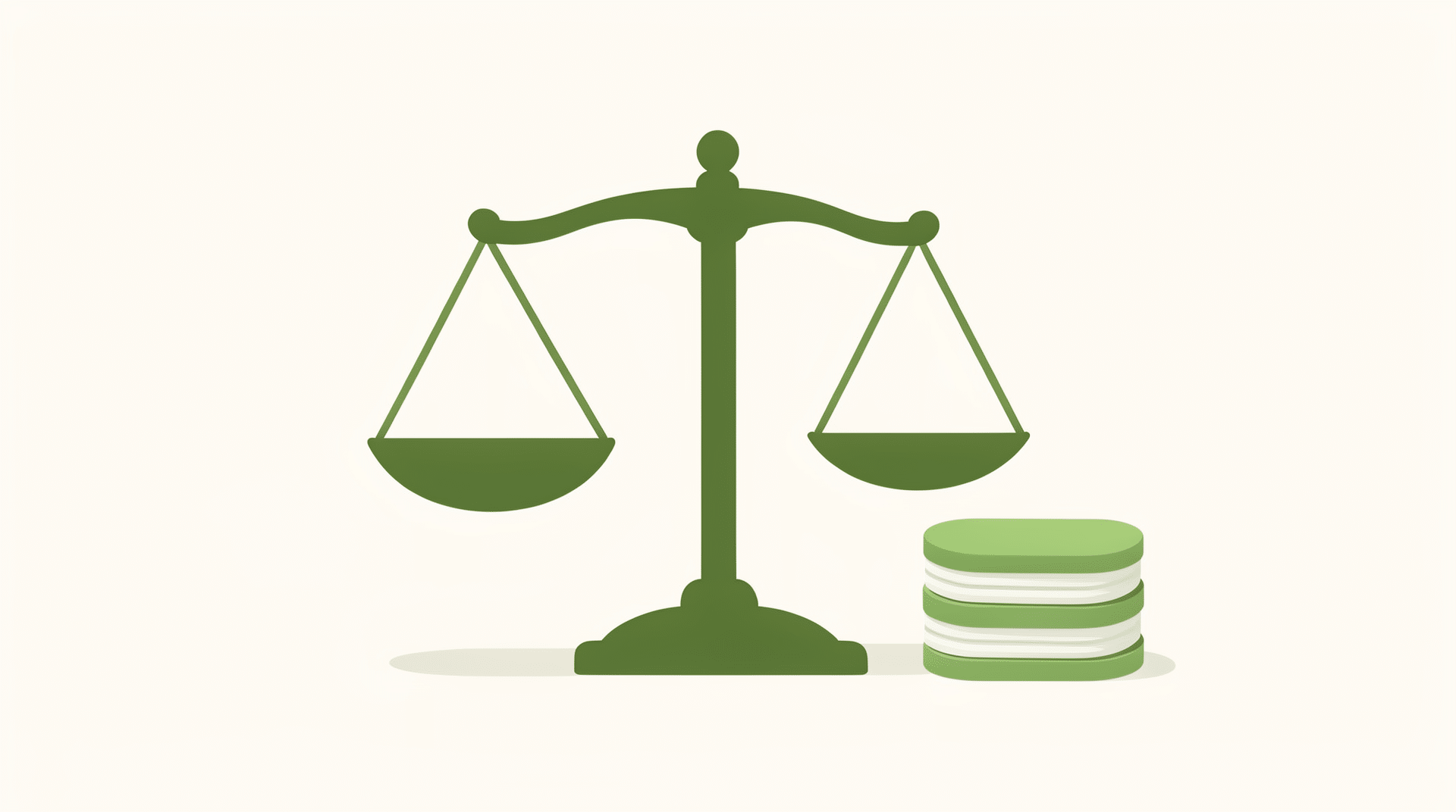 Balanced scale beside a small stack of documents — DevHives Blog Editorial Policy page illustration