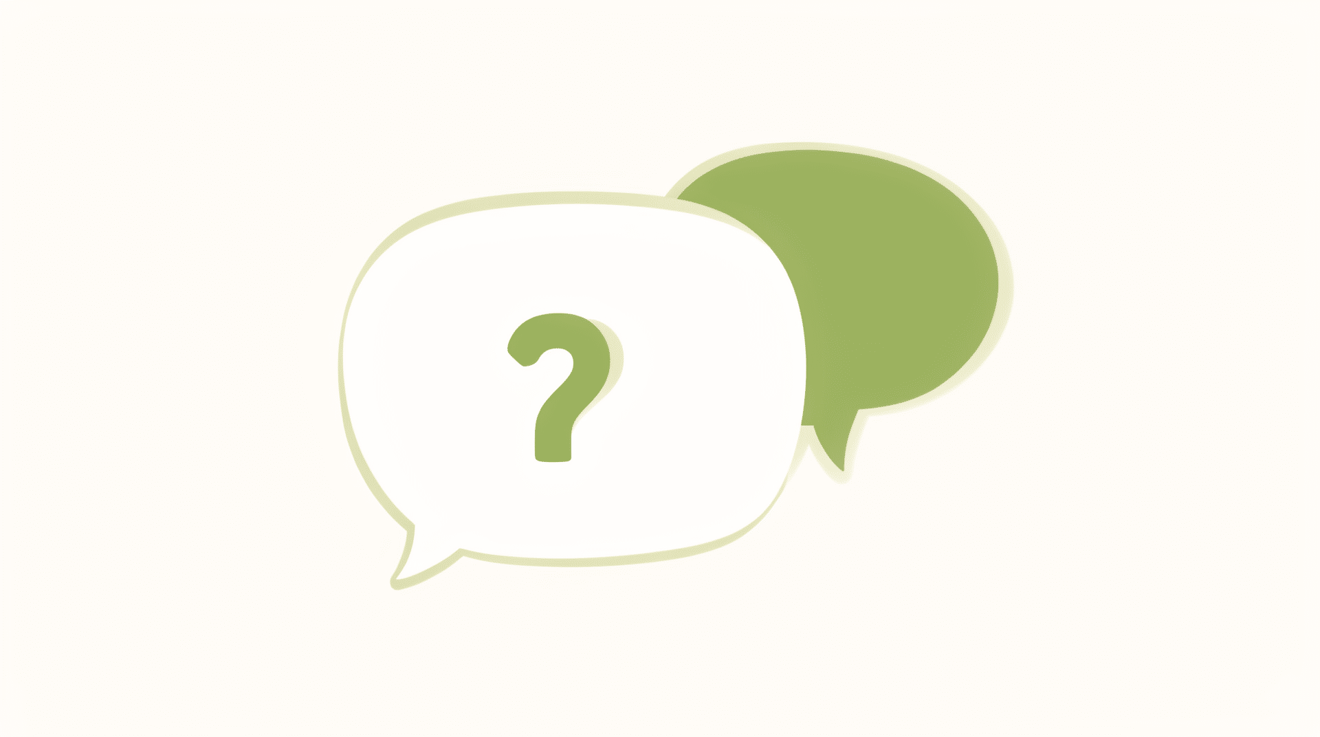 Two overlapping speech bubbles, the larger one containing a question mark — DevHives Blog FAQ page illustration