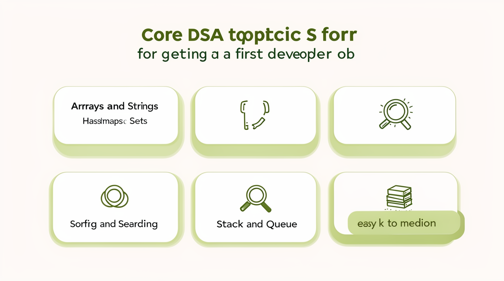How much DSA do you need to get a job: core topics checklist of arrays, strings, hashmaps, recursion, sorting, searching, and stacks